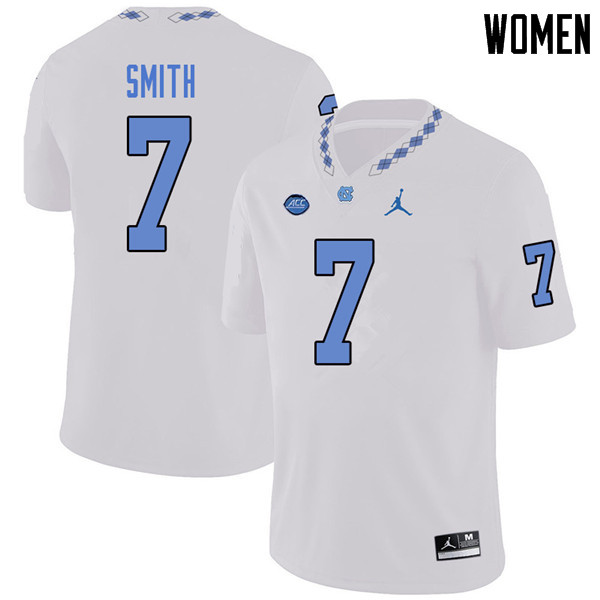 Jordan Brand Women #7 Jonathan Smith North Carolina Tar Heels College Football Jerseys Sale-White - Click Image to Close